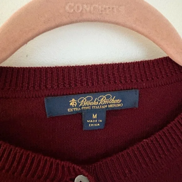 Brooks Brothers Extra Fine Merino Wool Cardigan Maroon Deep Red Medium NWOT - Picture 3 of 8